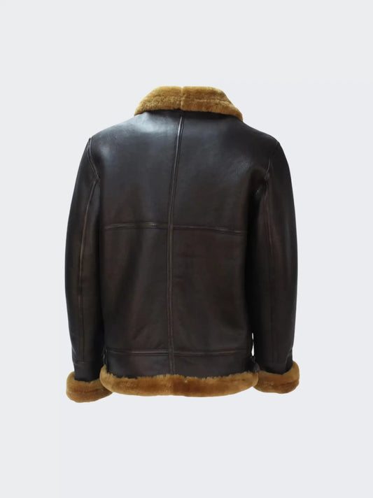 B3 Shearling Leather Moto Collar Jacket for Men
