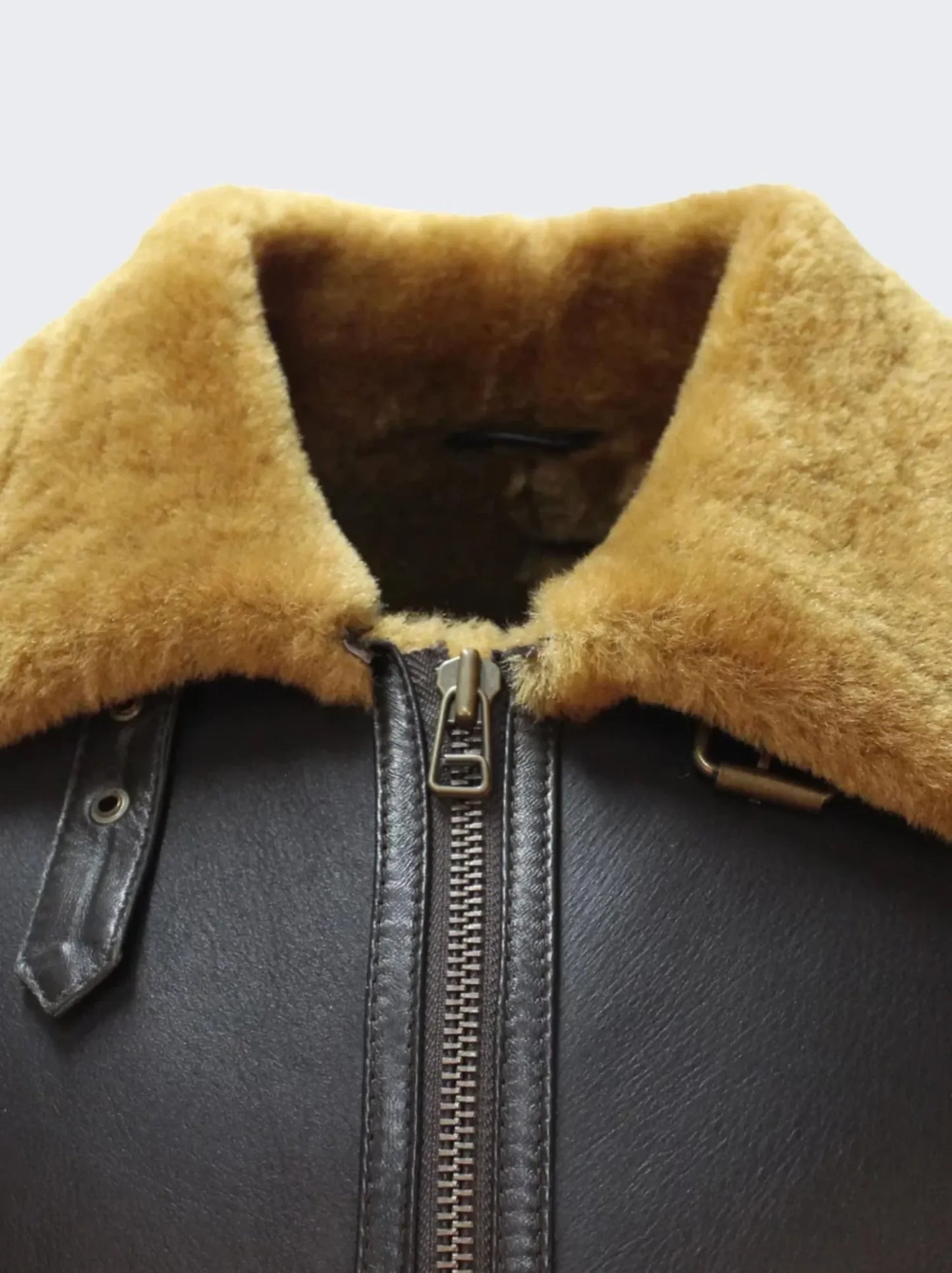 B3 Shearling Leather Moto Collar Jacket for Men