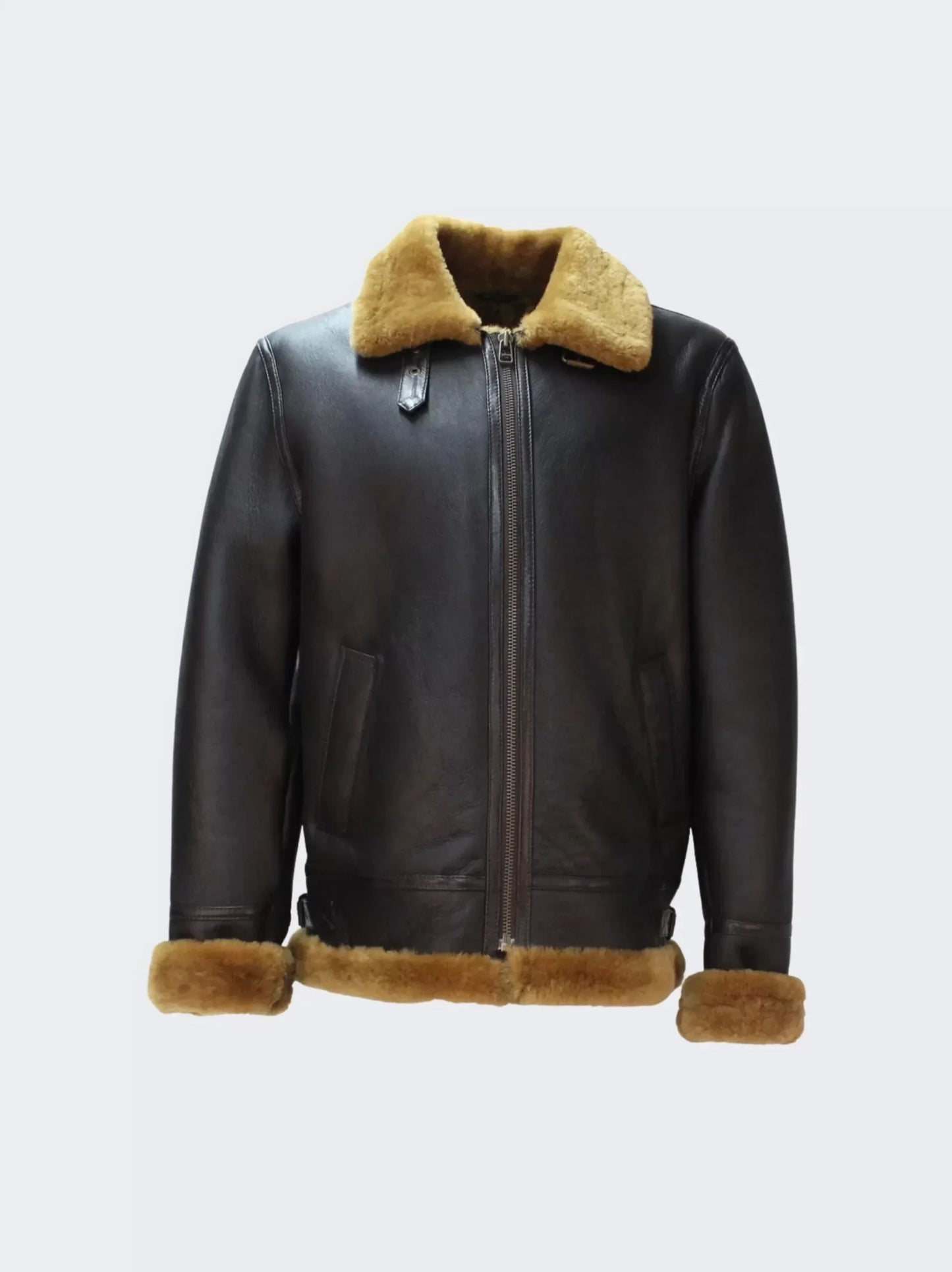B3 Shearling Leather Moto Collar Jacket for Men